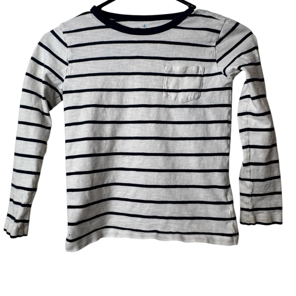 Crewcuts Black and White Striped Long Sleeve Tee/Stains & Spots (See Pic)